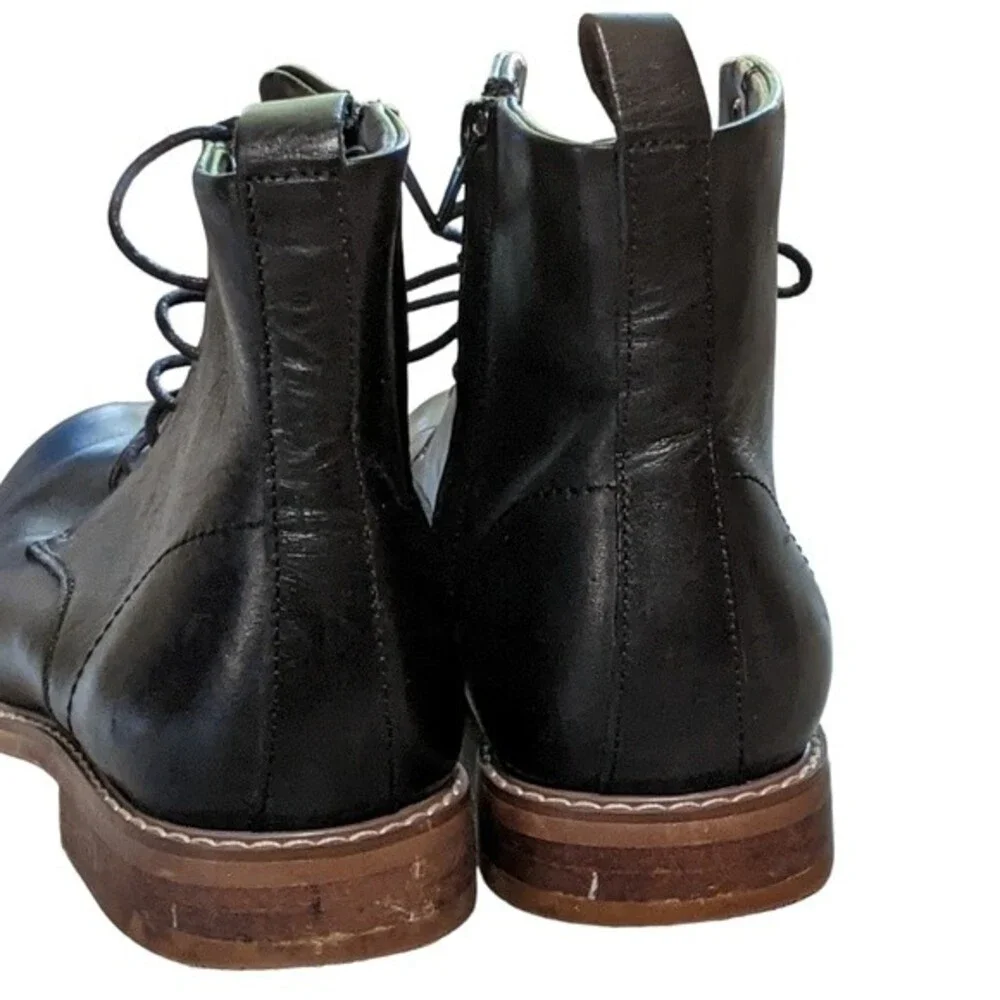 The Rail Men's leather lace up ankle boot casual loafer black 40M
